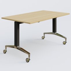 [Pas de famille] - [Pas de sous famille] - Module droit de la gamme LEM 140-80 cm. Plateau Chêne clair et pietement Noir/Chrome.