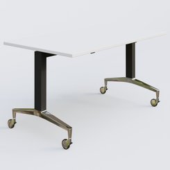[Pas de famille] - [Pas de sous famille] - Module droit de la gamme LEM 140-80 cm. Plateau Blanc et pietement Noir/Chrome.