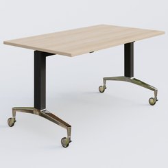 [Pas de famille] - [Pas de sous famille] - Module droit de la gamme LEM 140-80 cm. Plateau Hêtre et pietement Noir/Chrome.