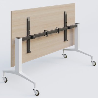 [Pas de famille] - [Pas de sous famille] - Module droit de la gamme LEM 140-80 cm. Plateau Acacia et pietement Blanc.
