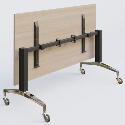 [Pas de famille] - [Pas de sous famille] - Module droit de la gamme LEM 140-80 cm. Plateau Acacia et pietement Noir/Chrome.