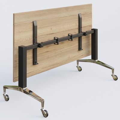 [Pas de famille] - [Pas de sous famille] - Module droit de la gamme LEM 140-80 cm. Plateau Chêne naturel et pietement Noir/Chrome.