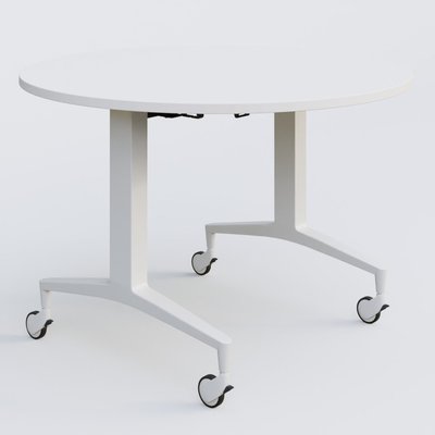 [Pas de famille] - [Pas de sous famille] - Table ronde de la gamme LEM D110 cm. Plateau Blanc et pietement Blanc.