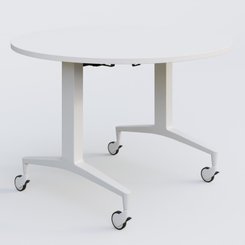 [Pas de famille] - [Pas de sous famille] - Table ronde de la gamme LEM D110 cm. Plateau Blanc et pietement Blanc.