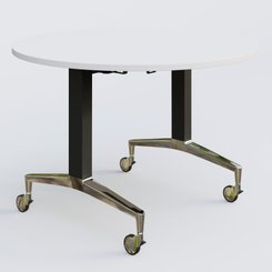 [Pas de famille] - [Pas de sous famille] - Table ronde de la gamme LEM D110 cm. Plateau Blanc et pietement Noir/Chrome.