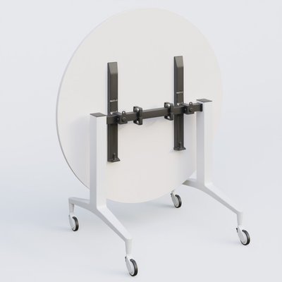 [Pas de famille] - [Pas de sous famille] - Table ronde de la gamme LEM D110 cm. Plateau Blanc et pietement Blanc.