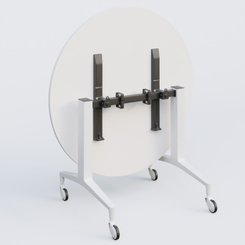 [Pas de famille] - [Pas de sous famille] - Table ronde de la gamme LEM D110 cm. Plateau Blanc et pietement Blanc.