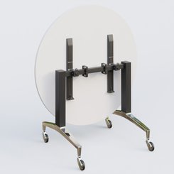 [Pas de famille] - [Pas de sous famille] - Table ronde de la gamme LEM D110 cm. Plateau Blanc et pietement Noir/Chrome.