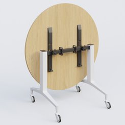 [Pas de famille] - [Pas de sous famille] - Table ronde de la gamme LEM D110 cm. Plateau Chêne clair et pietement Blanc.