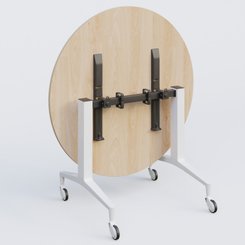 [Pas de famille] - [Pas de sous famille] - Table ronde de la gamme LEM D110 cm. Plateau Hêtre et pietement Blanc.