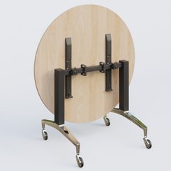 [Pas de famille] - [Pas de sous famille] - Table ronde de la gamme LEM D110 cm. Plateau Hêtre et pietement Noir/Chrome.