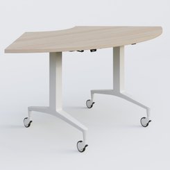 [Pas de famille] - [Pas de sous famille] - Module 1/4 de couronne de la gamme LEM 120-120 cm. Plateau Acacia et pietement Blanc.