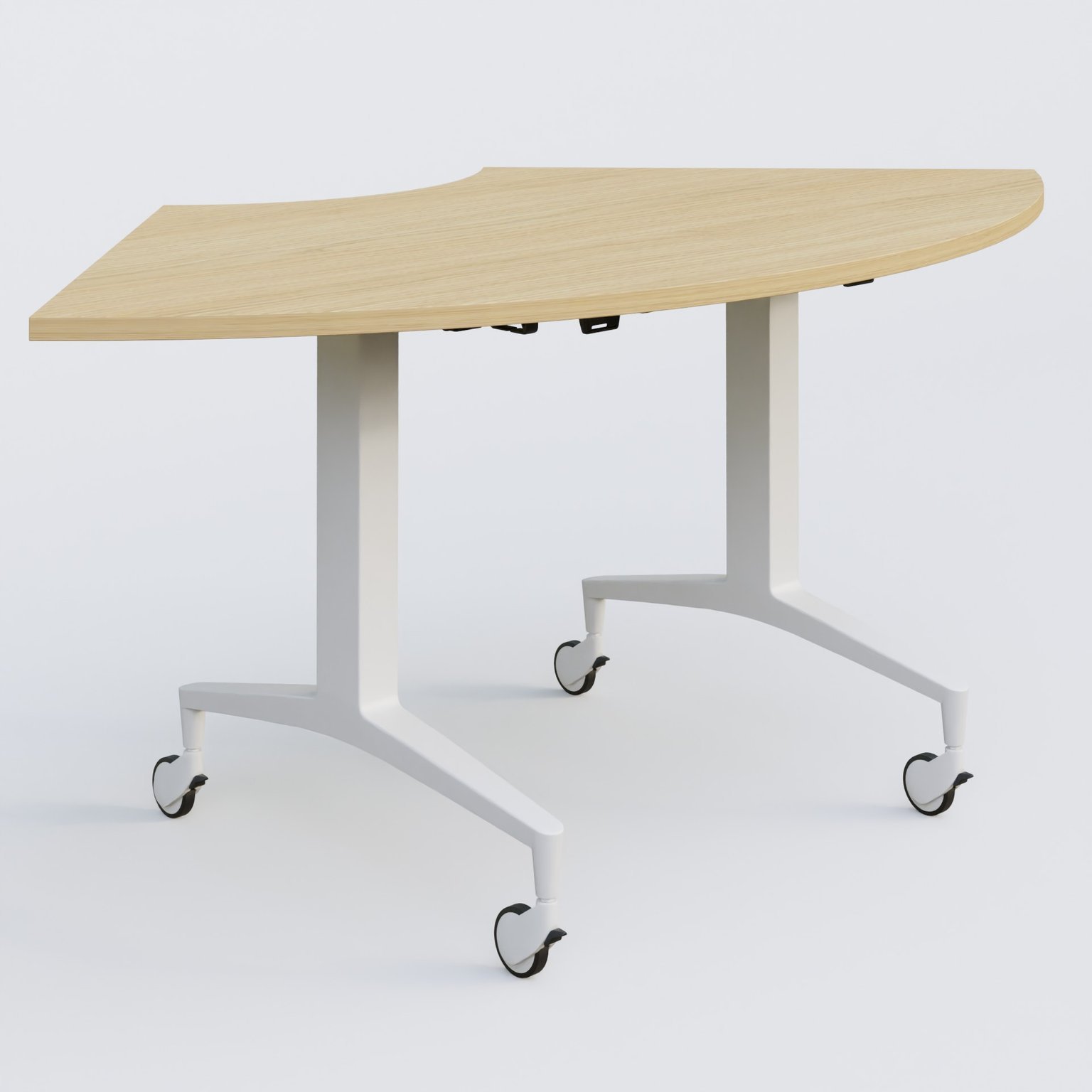 Module 1/4 de couronne de la gamme LEM 120-120 cm. Plateau Chêne clair et pietement Blanc.