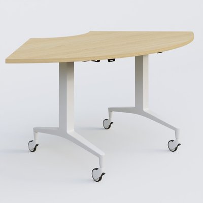 [Pas de famille] - [Pas de sous famille] - Module 1/4 de couronne de la gamme LEM 120-120 cm. Plateau Chêne clair et pietement Blanc.