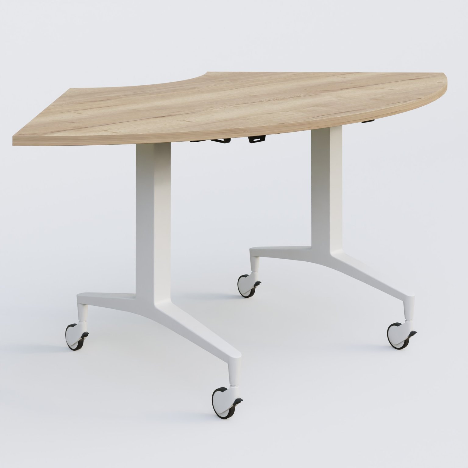 Module 1/4 de couronne de la gamme LEM 120-120 cm. Plateau Chêne naturel et pietement Blanc.