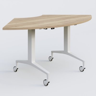 [Pas de famille] - [Pas de sous famille] - Module 1/4 de couronne de la gamme LEM 120-120 cm. Plateau Chêne naturel et pietement Blanc.