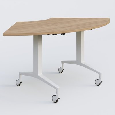 [Pas de famille] - [Pas de sous famille] - Module 1/4 de couronne de la gamme LEM 120-120 cm. Plateau Noyer et pietement Blanc.
