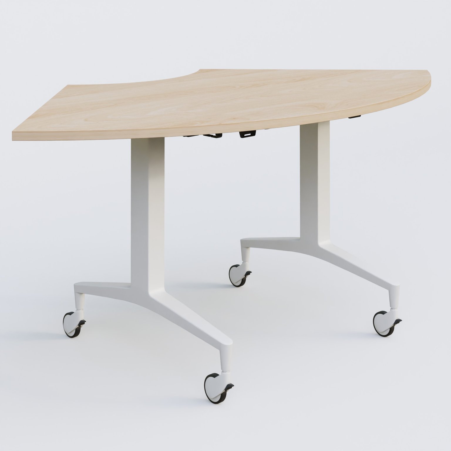 Module 1/4 de couronne de la gamme LEM 120-120 cm. Plateau Hêtre et pietement Blanc.