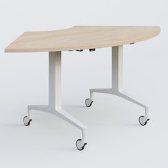 [Pas de famille] - [Pas de sous famille] - Module 1/4 de couronne de la gamme LEM 120-120 cm. Plateau Hêtre et pietement Blanc.