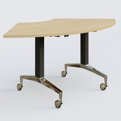 [Pas de famille] - [Pas de sous famille] - Module 1/4 de couronne de la gamme LEM 120-120 cm. Plateau Chêne clair et pietement Noir/Chrome.