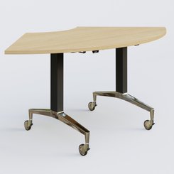 [Pas de famille] - [Pas de sous famille] - Module 1/4 de couronne de la gamme LEM 120-120 cm. Plateau Chêne clair et pietement Noir/Chrome.