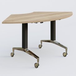 [Pas de famille] - [Pas de sous famille] - Module 1/4 de couronne de la gamme LEM 120-120 cm. Plateau Chêne naturel et pietement Noir/Chrome.