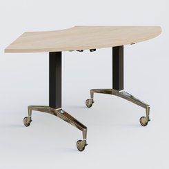 [Pas de famille] - [Pas de sous famille] - Module 1/4 de couronne de la gamme LEM 120-120 cm. Plateau Hêtre et pietement Noir/Chrome.
