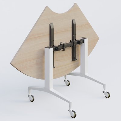[Pas de famille] - [Pas de sous famille] - Module 1/4 de couronne de la gamme LEM 120-120 cm. Plateau Acacia et pietement Blanc.