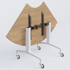 [Pas de famille] - [Pas de sous famille] - Module 1/4 de couronne de la gamme LEM 120-120 cm. Plateau Noyer et pietement Blanc.