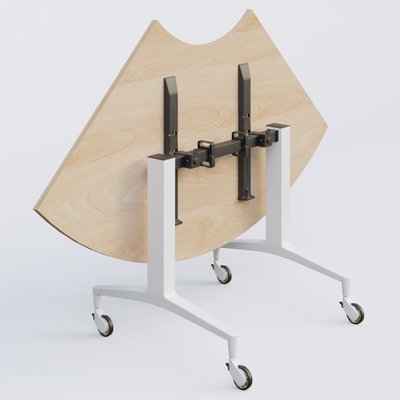[Pas de famille] - [Pas de sous famille] - Module 1/4 de couronne de la gamme LEM 120-120 cm. Plateau Hêtre et pietement Blanc.