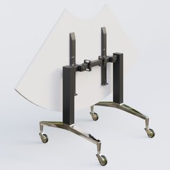 [Pas de famille] - [Pas de sous famille] - Module 1/4 de couronne de la gamme LEM 120-120 cm. Plateau Blanc et pietement Noir/Chrome.