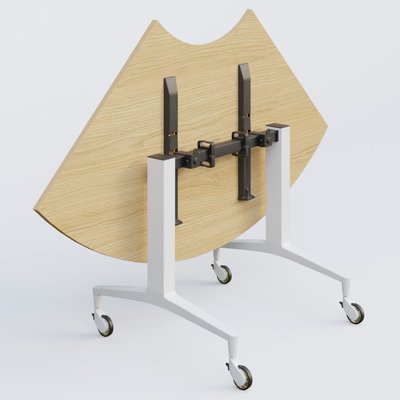 [Pas de famille] - [Pas de sous famille] - Module 1/4 de couronne de la gamme LEM 120-120 cm. Plateau Chêne clair et pietement Blanc.