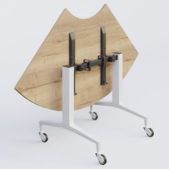 [Pas de famille] - [Pas de sous famille] - Module 1/4 de couronne de la gamme LEM 120-120 cm. Plateau Chêne naturel et pietement Blanc.
