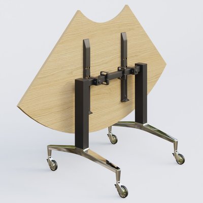 [Pas de famille] - [Pas de sous famille] - Module 1/4 de couronne de la gamme LEM 120-120 cm. Plateau Chêne clair et pietement Noir/Chrome.