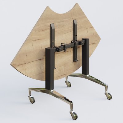 [Pas de famille] - [Pas de sous famille] - Module 1/4 de couronne de la gamme LEM 120-120 cm. Plateau Chêne naturel et pietement Noir/Chrome.