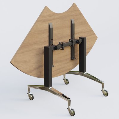 [Pas de famille] - [Pas de sous famille] - Module 1/4 de couronne de la gamme LEM 120-120 cm. Plateau Noyer et pietement Noir/Chrome.
