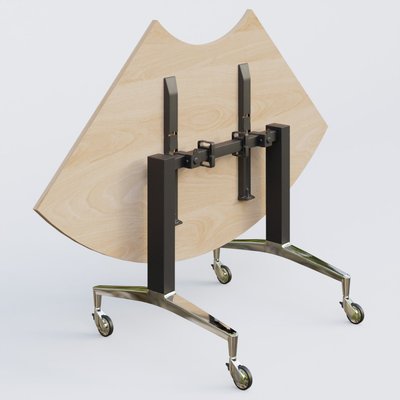 [Pas de famille] - [Pas de sous famille] - Module 1/4 de couronne de la gamme LEM 120-120 cm. Plateau Hêtre et pietement Noir/Chrome.