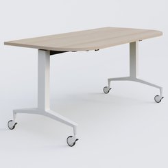 [Pas de famille] - [Pas de sous famille] - Module d'extrémité de la gamme LEM 165-80 cm. Plateau Acacia et pietement Blanc.