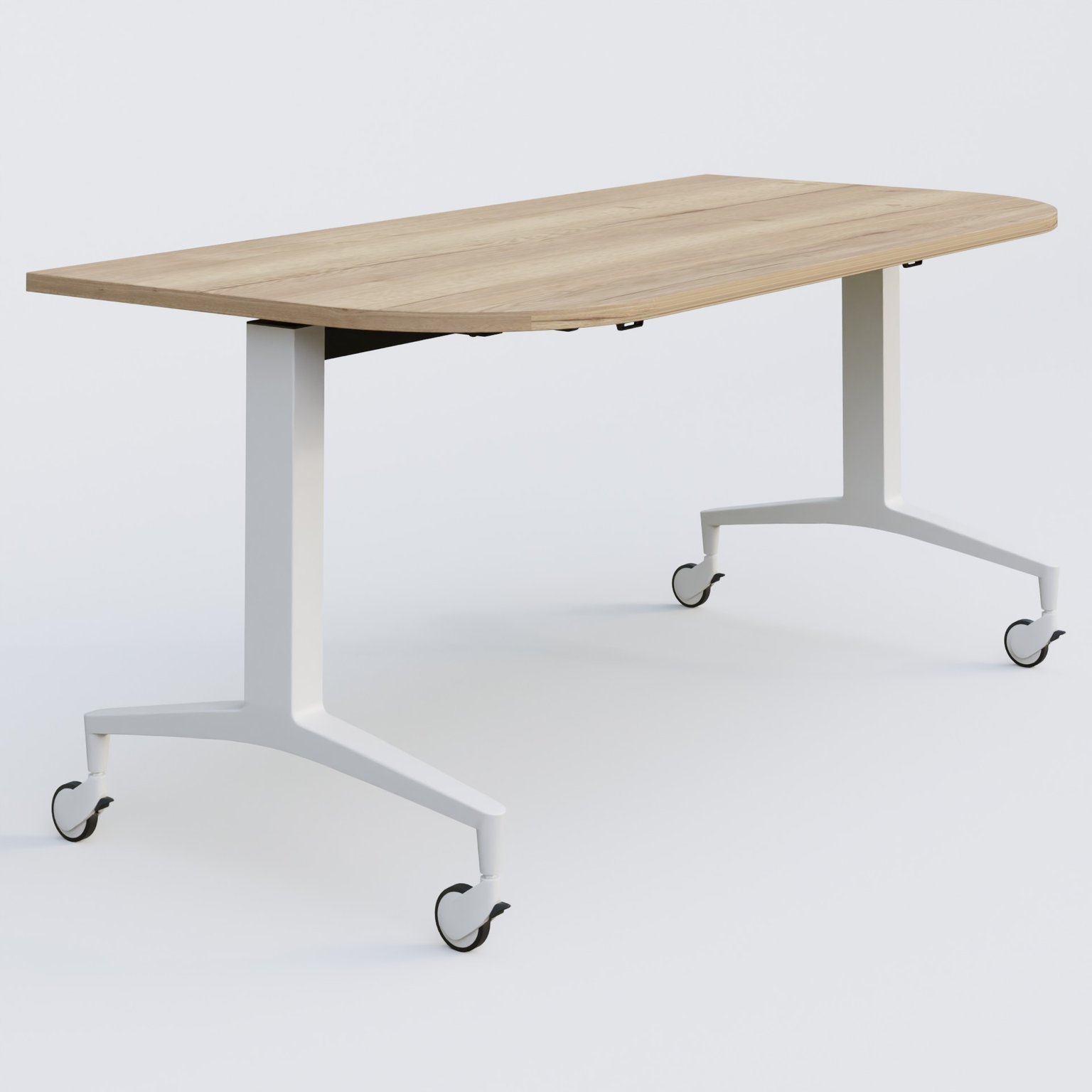 Module d'extrémité de la gamme LEM 165-80 cm. Plateau Chêne naturel et pietement Blanc.