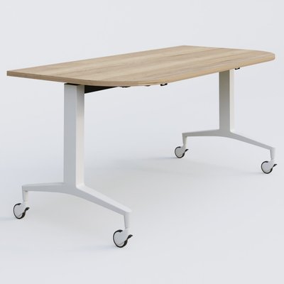 [Pas de famille] - [Pas de sous famille] - Module d'extrémité de la gamme LEM 165-80 cm. Plateau Chêne naturel et pietement Blanc.