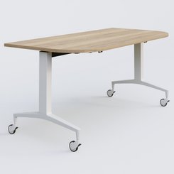 [Pas de famille] - [Pas de sous famille] - Module d'extrémité de la gamme LEM 165-80 cm. Plateau Chêne naturel et pietement Blanc.