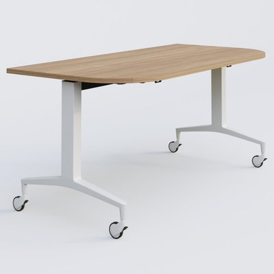 [Pas de famille] - [Pas de sous famille] - Module d'extrémité de la gamme LEM 165-80 cm. Plateau Noyer et pietement Blanc.