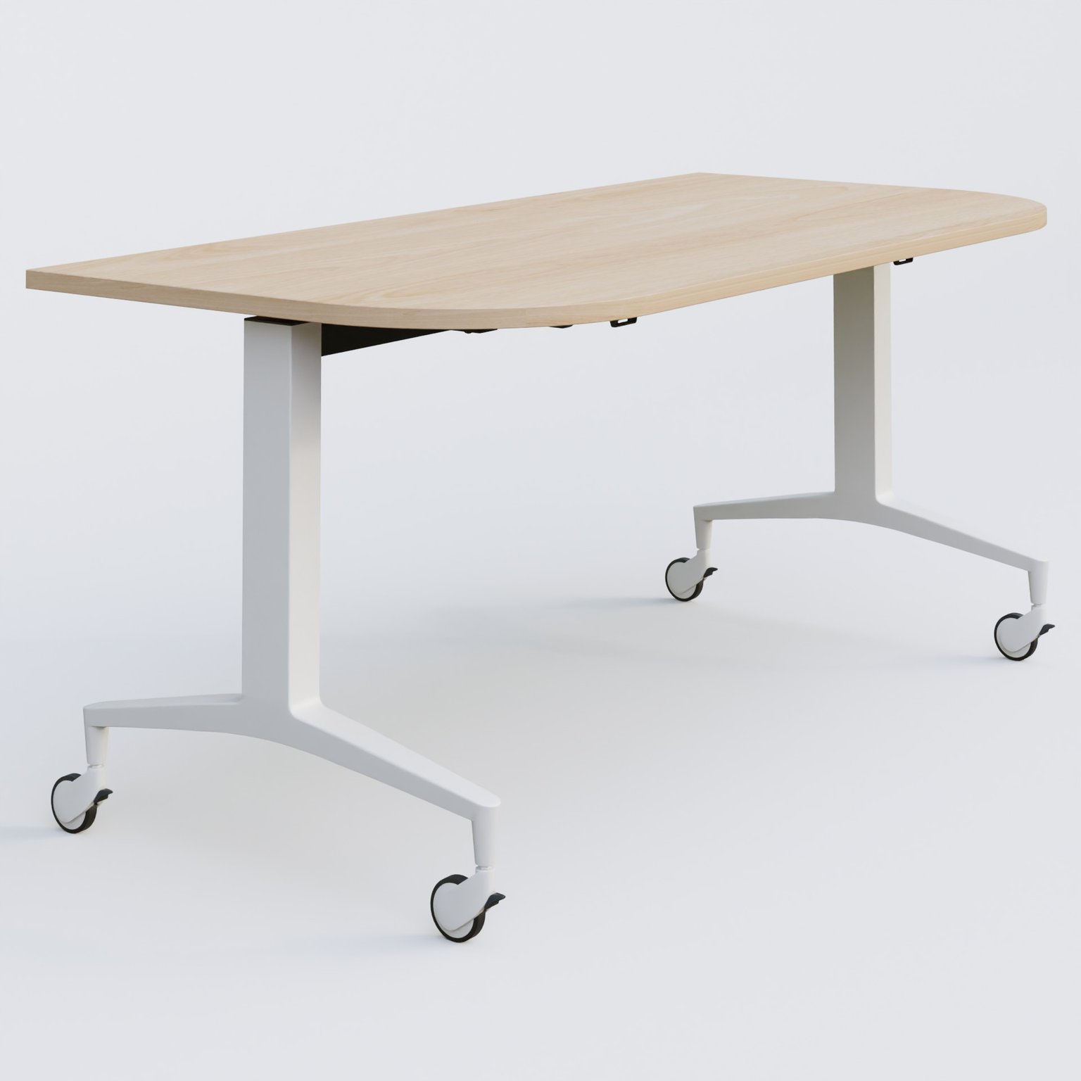 Module d'extrémité de la gamme LEM 165-80 cm. Plateau Hêtre et pietement Blanc.