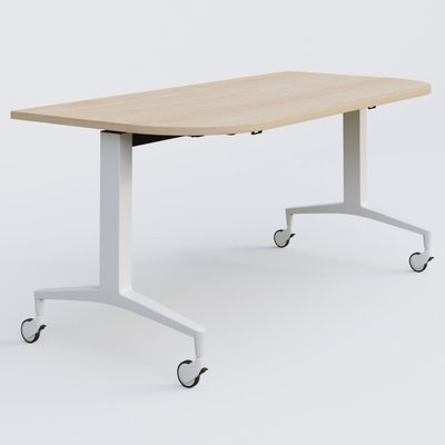 [Pas de famille] - [Pas de sous famille] - Module d'extrémité de la gamme LEM 165-80 cm. Plateau Hêtre et pietement Blanc.