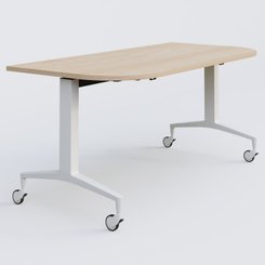 [Pas de famille] - [Pas de sous famille] - Module d'extrémité de la gamme LEM 165-80 cm. Plateau Hêtre et pietement Blanc.