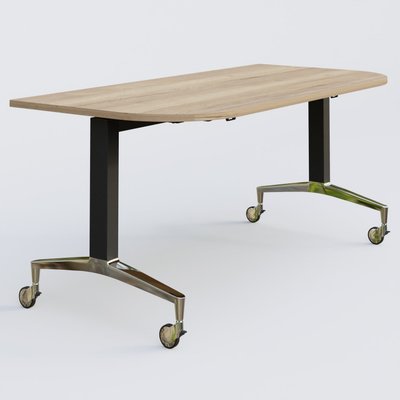 [Pas de famille] - [Pas de sous famille] - Module d'extrémité de la gamme LEM 165-80 cm. Plateau Chêne naturel et pietement Noir/Chrome.