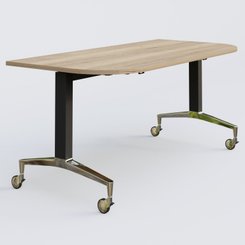 [Pas de famille] - [Pas de sous famille] - Module d'extrémité de la gamme LEM 165-80 cm. Plateau Chêne naturel et pietement Noir/Chrome.