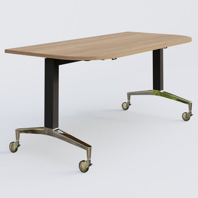 [Pas de famille] - [Pas de sous famille] - Module d'extrémité de la gamme LEM 165-80 cm. Plateau Noyer et pietement Noir/Chrome.