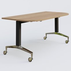 [Pas de famille] - [Pas de sous famille] - Module d'extrémité de la gamme LEM 165-80 cm. Plateau Noyer et pietement Noir/Chrome.