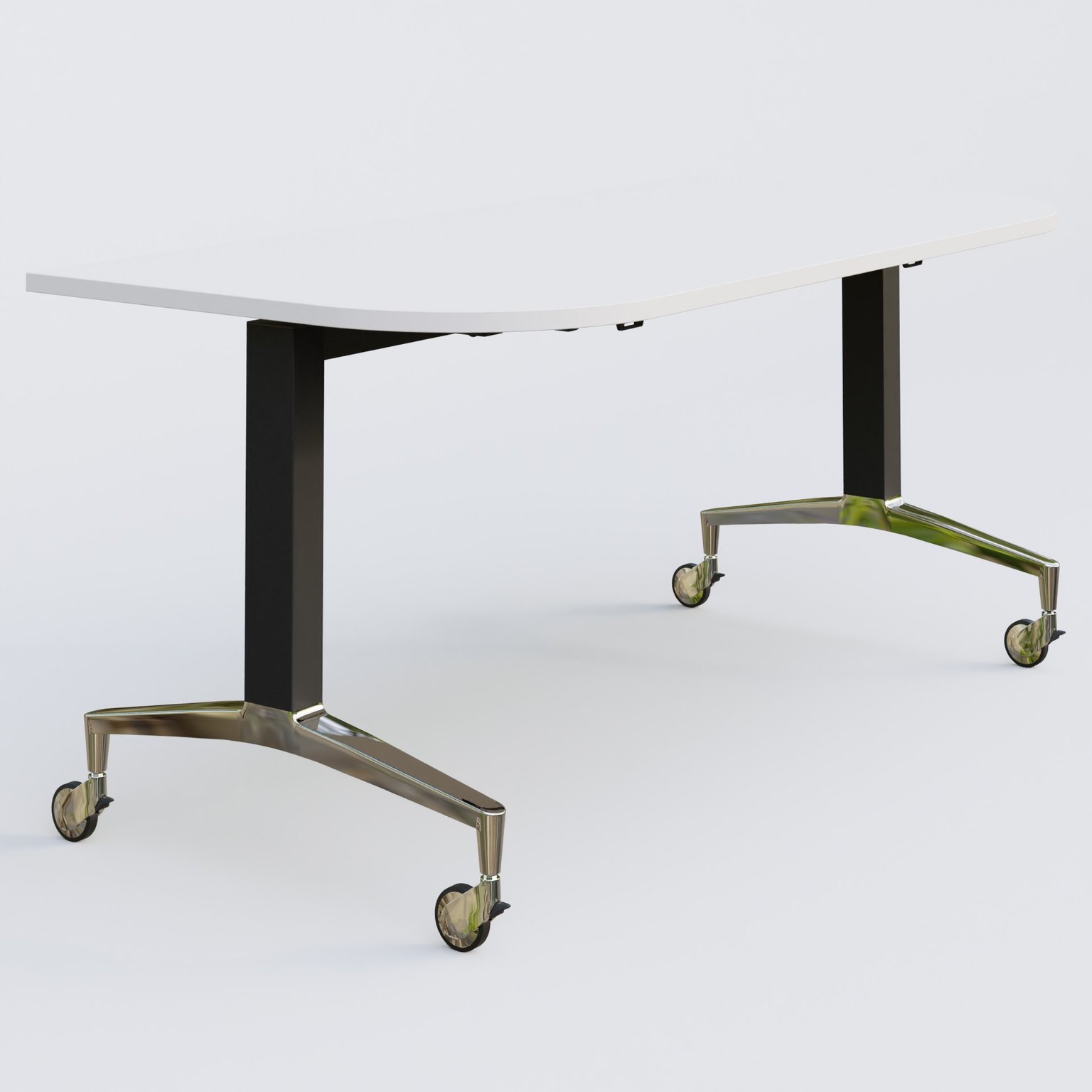 Module d'extrémité de la gamme LEM 165-80 cm. Plateau Blanc et pietement Noir/Chrome.